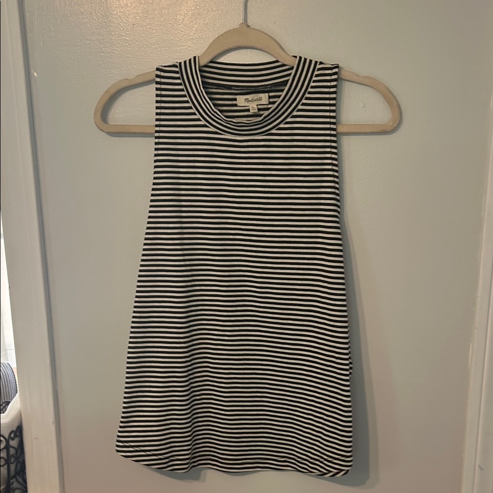 Madewell Striped Black and White Tank Top